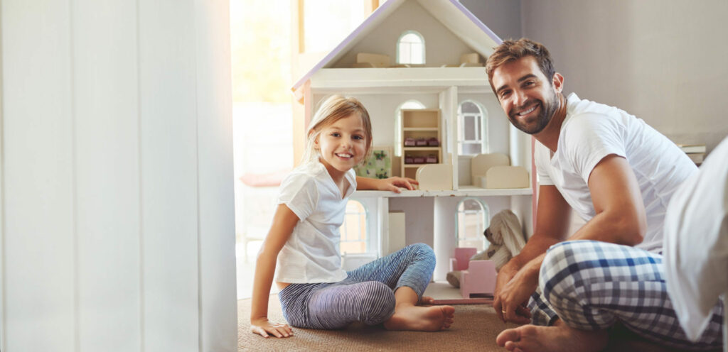 Shot of a father spending quality time with his little daughter at home